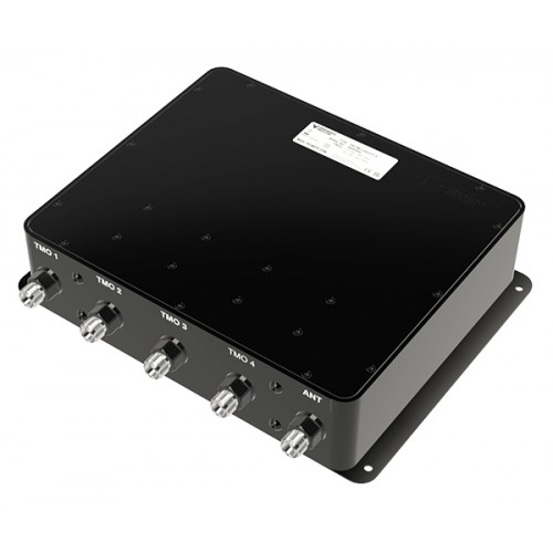 7000_00754192_PRO_01.jpg Elektronisches Gerät mit fünf Anschlüssen und einem Etikett auf der Oberseite.