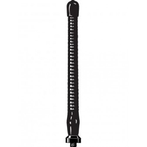 Black flexible whip with handle and spiral body.