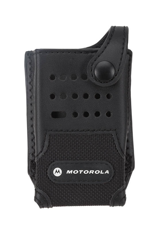 7000-00408600_mot_01.jpg Schwarze Schutzhülle für Kommunikationsgerät mit Druckknopfverschluss.