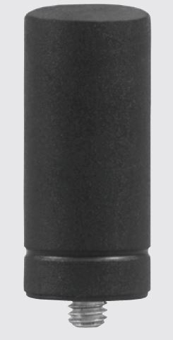 Schwarzer zylindrischer Aufsatz mit Schraubgewinde.