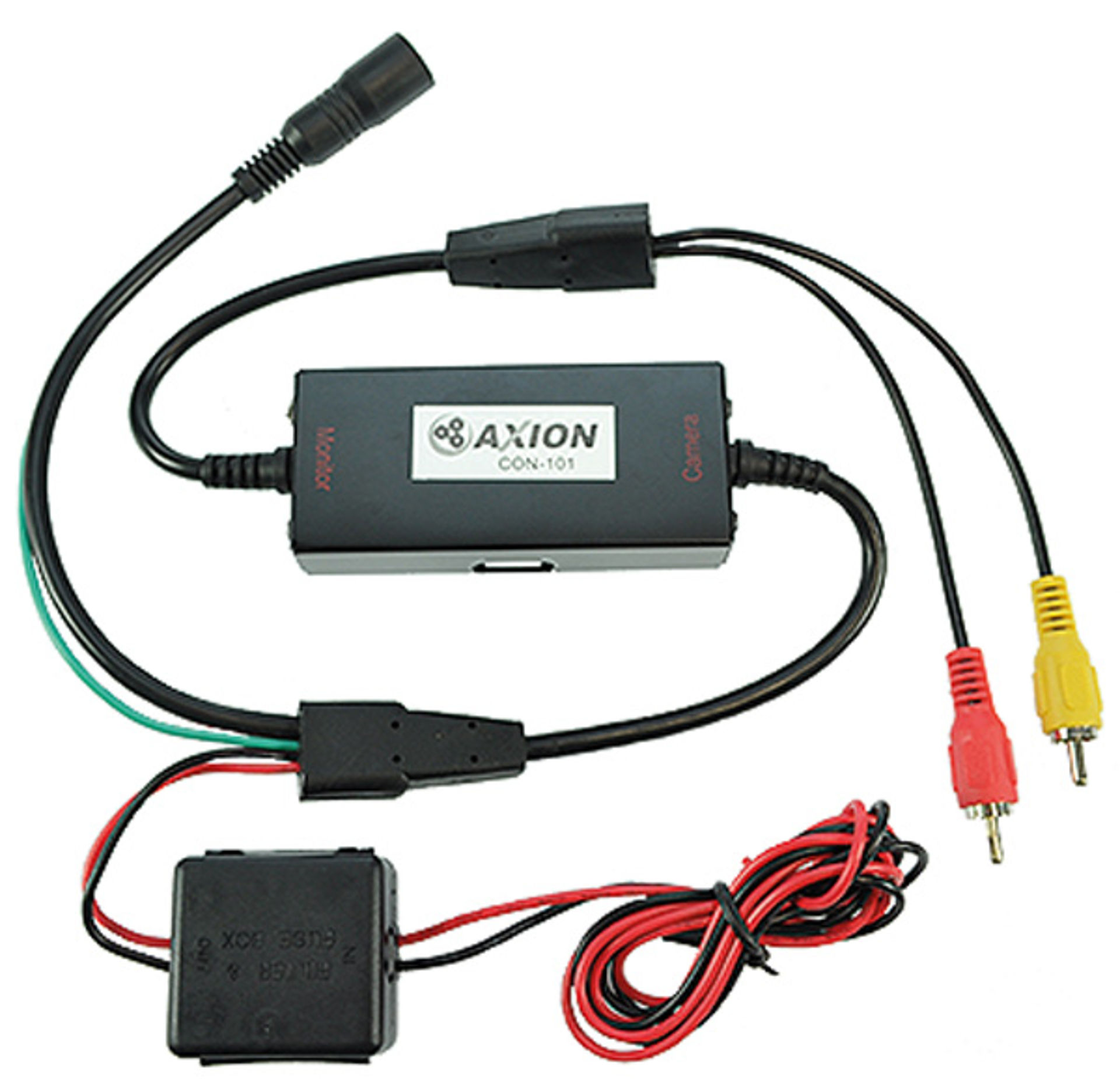 Elektronischer Adapter mit mehreren Kabeln und Steckverbindungen.